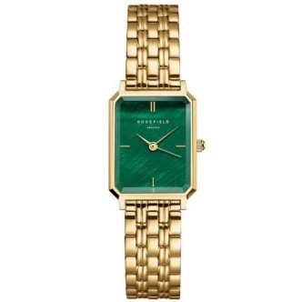 1 - Rosefield Octagon women's only time watch, golden emerald OEGSG-O79 steel