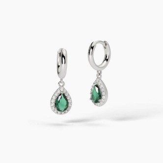 1 - Mabina women's 925 silver hoop earrings with synthetic emerald drop 563733