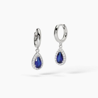 1 - Mabina women's hoop earrings in 925 silver with synthetic sapphire drop 563735