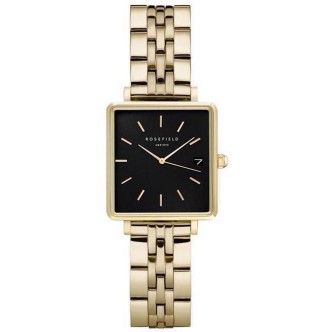 1 - Orologio solo tempo donna Rosefield Boxy XS Black Gold QMBG-Q025 acciaio