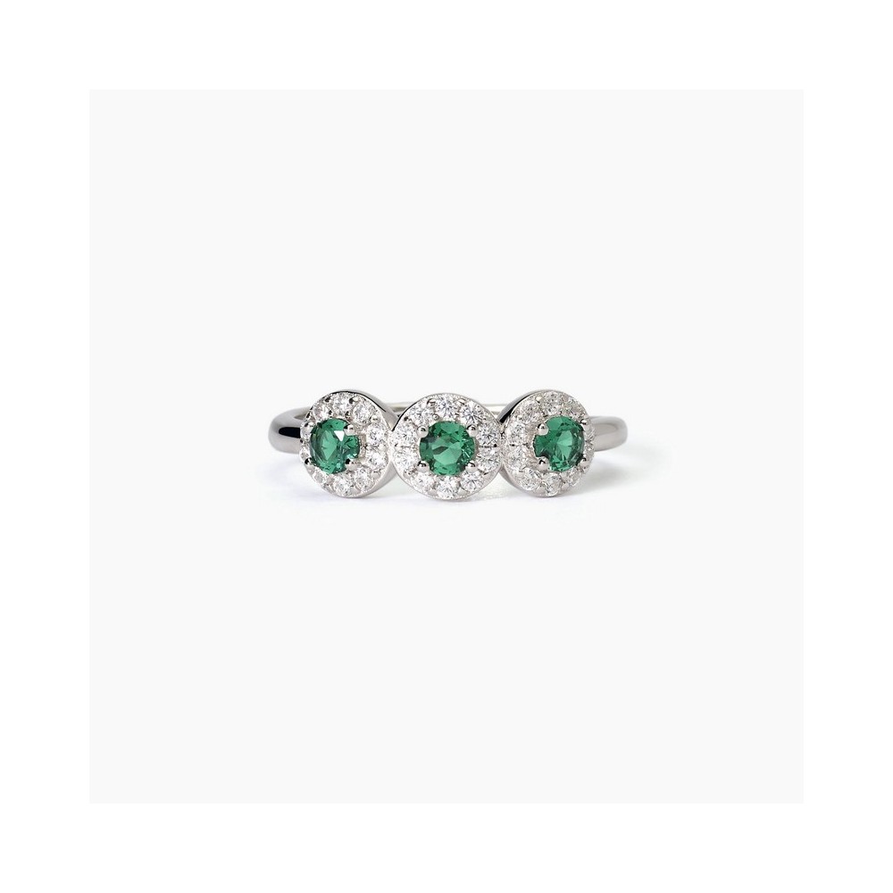 1 - Trilogy women's ring Mabina synthetic emerald with white zircons 523369