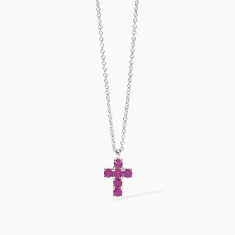 1 - Mabina cross necklace with synthetic rubies 553659