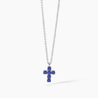 1 - Mabina cross necklace with synthetic sapphires 553660