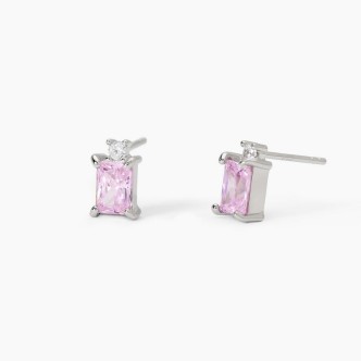 1 - Mabina women's earrings with pink zircon and light point 563719