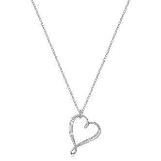 1 - BBN07 Brosway heart necklace in rhodium plated brass and white cubic zircons Mini Ribbion collection