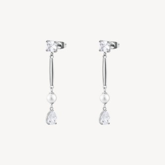 1 - Affinity Brosway earrings with white zircons and pearls BFF194