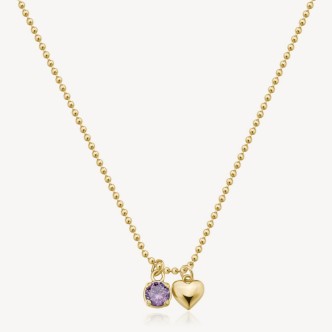 1 - Collana Desideri Brosway dorato con zircone viola e cuore BEIN011