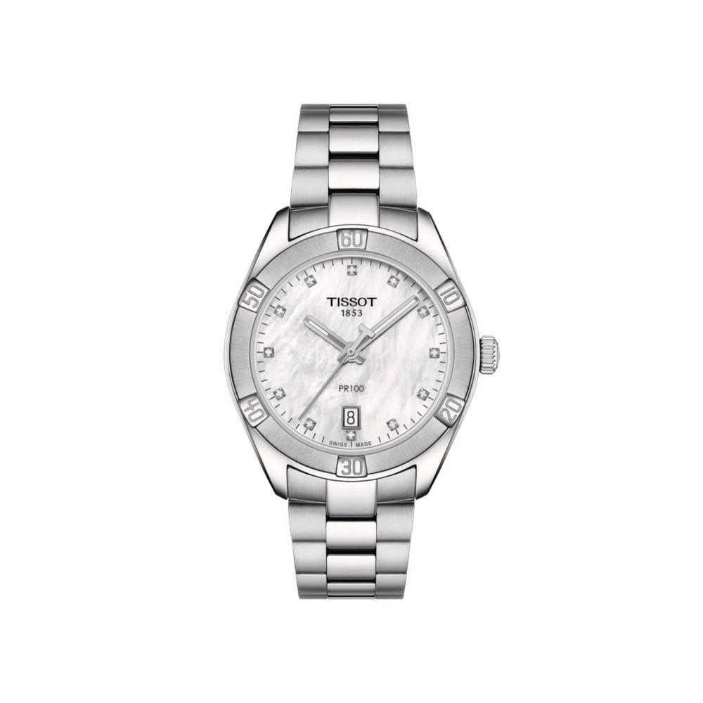 1 - Orologio donna Tissot PR 100 Sport madreperla e diamanti T101.910.11.116.00 acciaio 316L