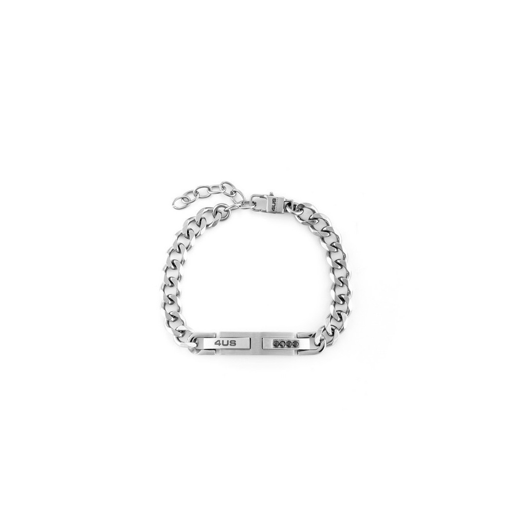 1 - 4US Paciotti men's bracelet with chain and steel zircons 4UBR6149