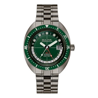 1 - Orologio uomo Automatico Bulova Oceanographer GMT verde 98B415 acciaio