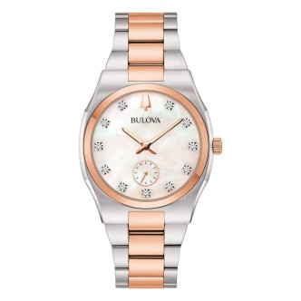 1 - Bulova Surveyor mother-of-pearl time-only women's watch with diamonds 98P221