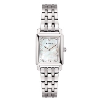 1 - Bulova Sutton Tank rectangular time-only women's watch with mother of pearl 96P244