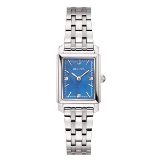 1 - Orologio donna solo tempo Bulova Sutton Tank rettangolare con madreperla 96P245 fondo blu