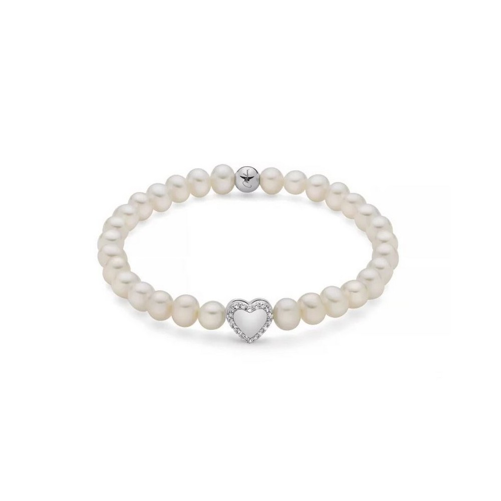 1 - Miluna women's bracelet with pearls and heart 925 silver PBR3505-TPZ