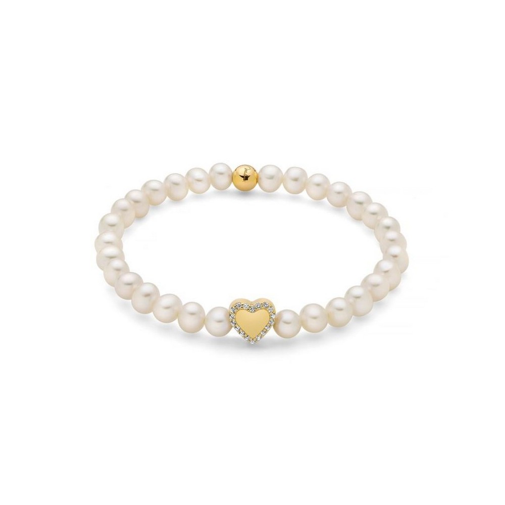 1 - Miluna women's bracelet with pearls and heart Gold 925 silver PBR3505G-TPZ