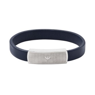 1 - Emporio Armani men's bracelet blue leather and steel EGS2987040