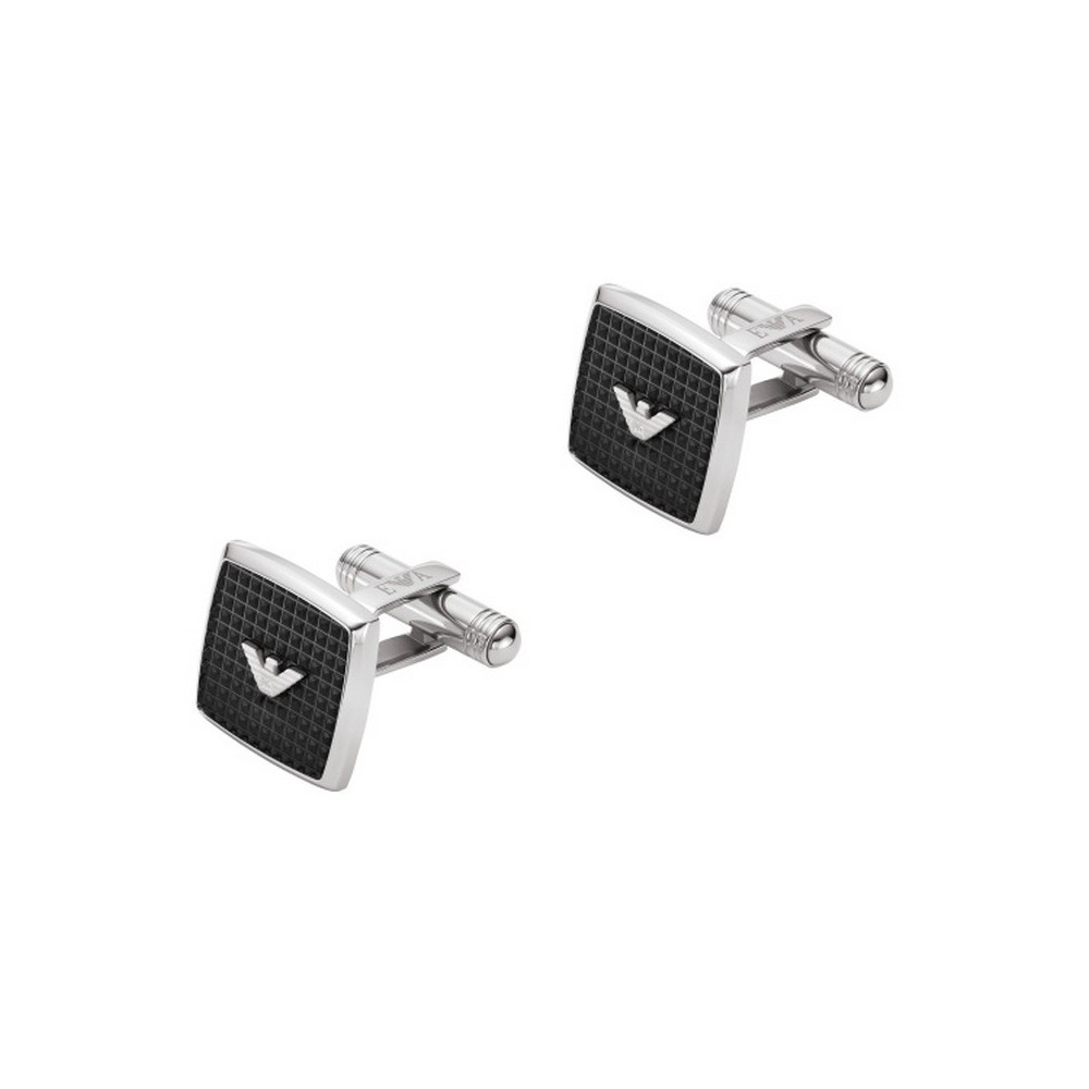 1 - Emporio Armani black square men's cufflinks in steel EGS2997040