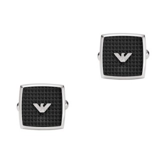 1 - Emporio Armani black square men's cufflinks in steel EGS2997040