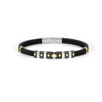 1 - Nomination men's bracelet, compass rose, rubber and golden steel 028815/014