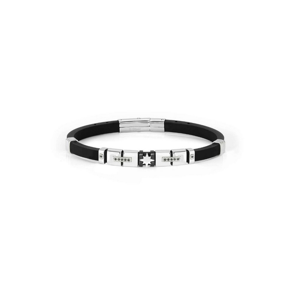 1 - Nomination men's bracelet, wind rose, rubber and steel 028816/014