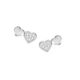 1 - Nominaton women's lobe earrings with hearts and zircons Steel 029302/004