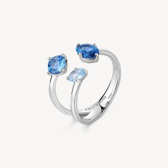 1 - Anello donna Argento Brosway Fancy FFB10B con zirconi azzurri