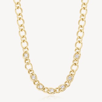 1 - Brosway Ribbon women's necklace 316L steel, gold pvd finish, cubic zirconia