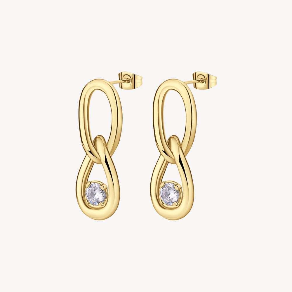 1 - Brosway women's earrings Ribbon 316L steel chain with 14K gold pvd finish and cubic zirconia