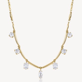 1 - Collana donna dorata Brosway Affinity BFF181 acciaio 316L con zirconi pendenti