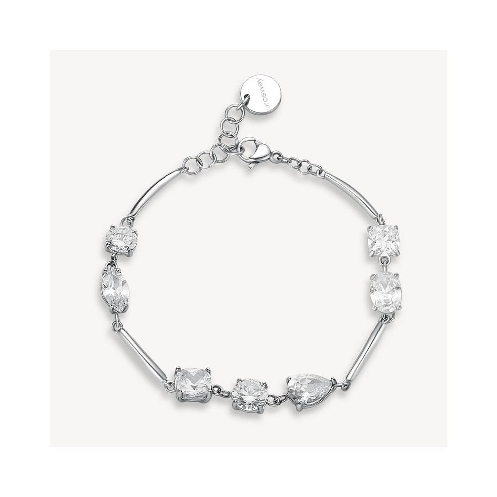 1 - Brosway Affinity BFF184 316L steel women's bracelet with white zircons.