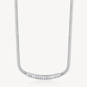 1 - Brosway Desideri BEIN016 316L steel women's snake chain necklace with white zircons.