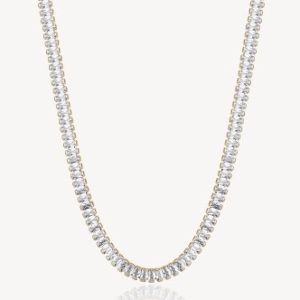 1 - Brosway Desideri BEIN019 316L steel golden women's necklace with white zircons.