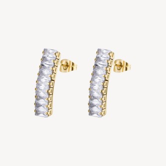 1 - Brosway Desideri BEIE010 316L gold steel women's earrings with white zircons.