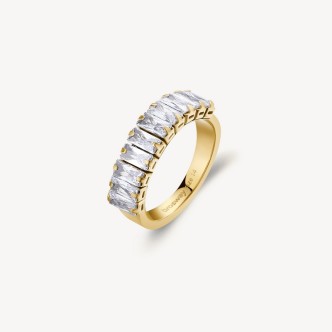 1 - Brosway Desideri BEIA002B 316L gold steel women's ring with white zircons.