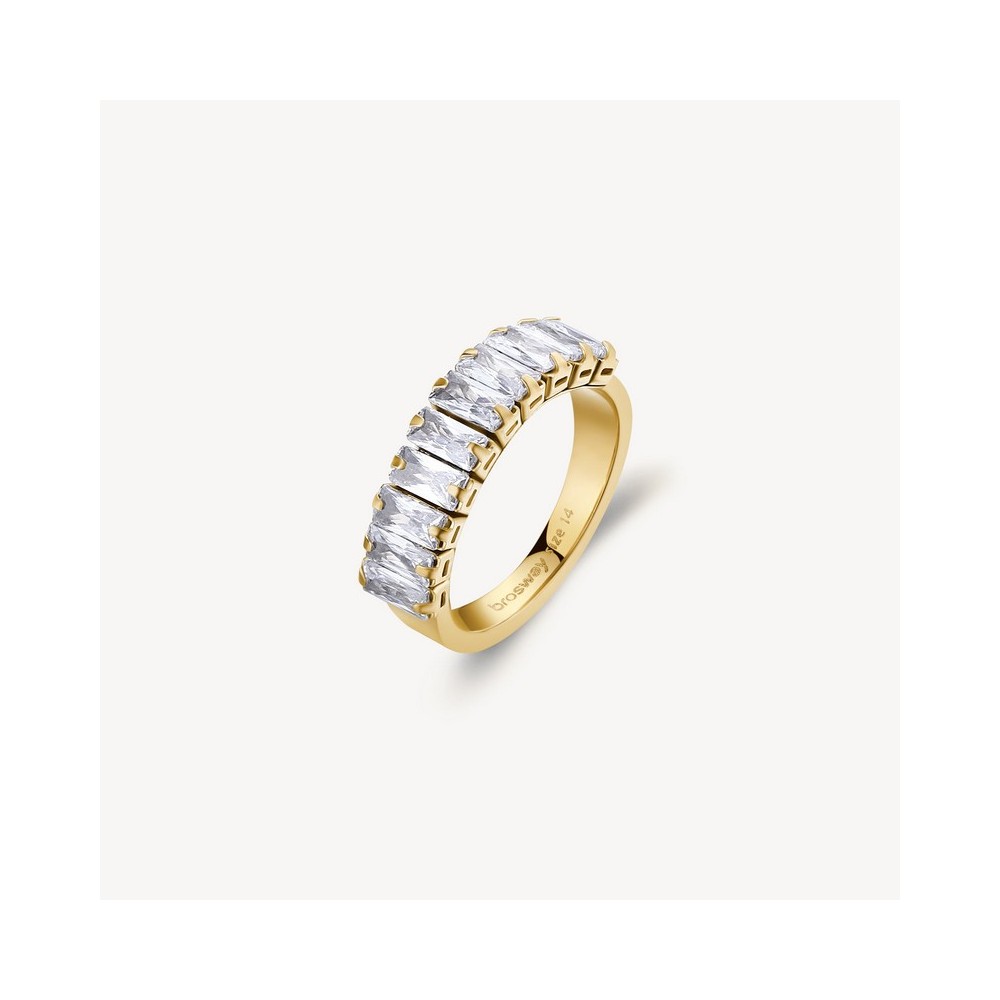 1 - Brosway Desideri BEIA002D 316L gold steel women's ring with white zircons.