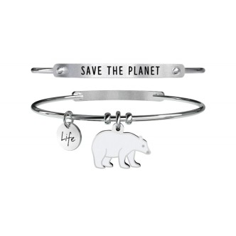 1 - Bracciale Kidult 731370  acciaio 316L ciondolo con orso polare cristalli e smalto collezione Animal Planet