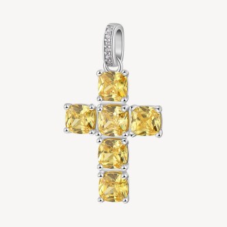 1 - Brosway Fancy FEY03 925 silver women's cross charm with yellow zircons.