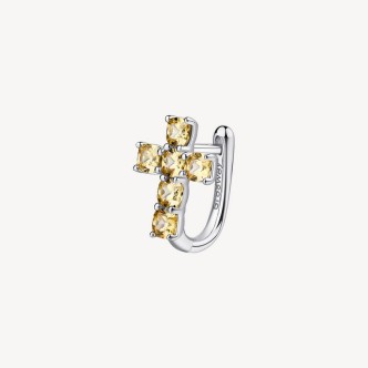 1 - Brosway Fancy FEY10 925 silver women's cross earring with yellow zircons.