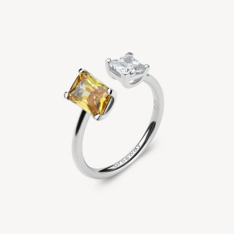 1 - Brosway Fancy FEY13B 925 silver women's ring with white and yellow zircon.