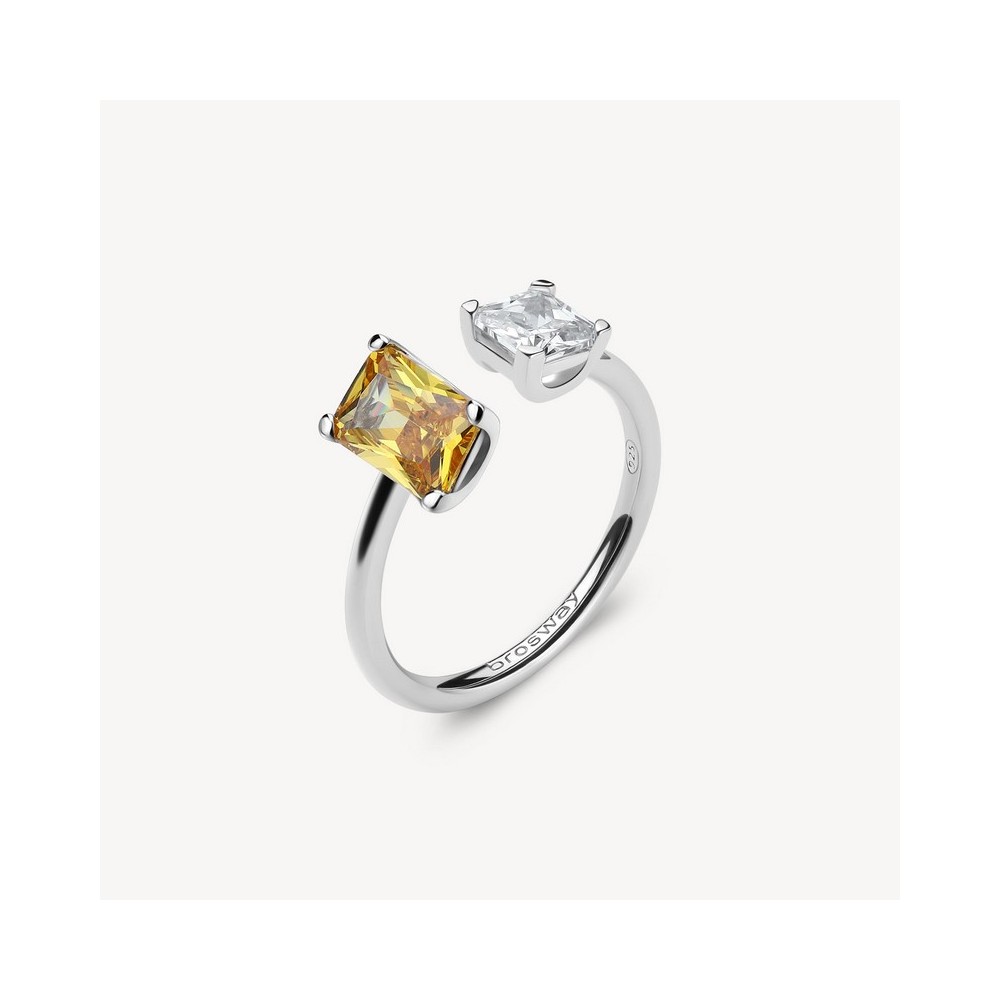 1 - Anello donna Brosway Fancy FEY13B Argento 925 con zircone bianco e giallo