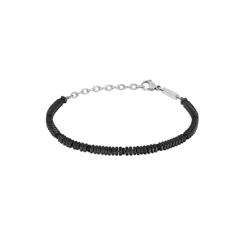 1 - Breil Mixology TJ3431 316L steel men's bracelet hematite and black agate.