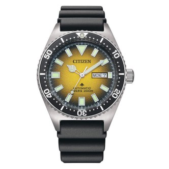 1 - Citizen Diver's automatic 200m NY0120-01X steel yellow background men's watch