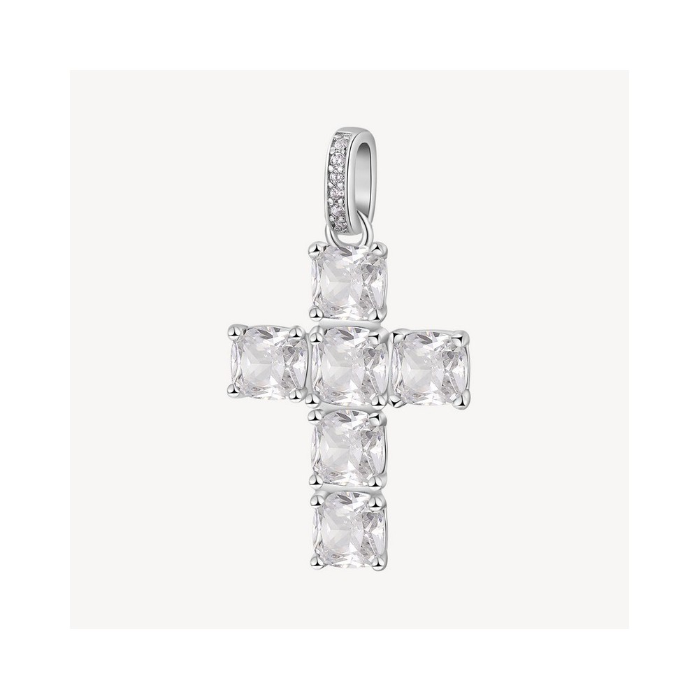 1 - Brosway Fancy FIW21 925 silver women's cross charm with white zircons.