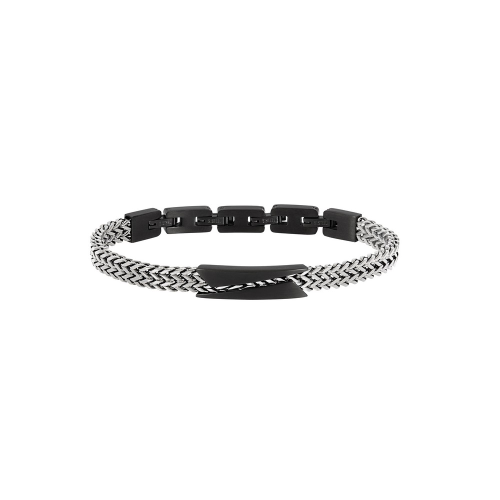 1 - Bracciale uomo Breil EDIT OUT bicolor TJ3434 acciaio 316L con targhetta centrale