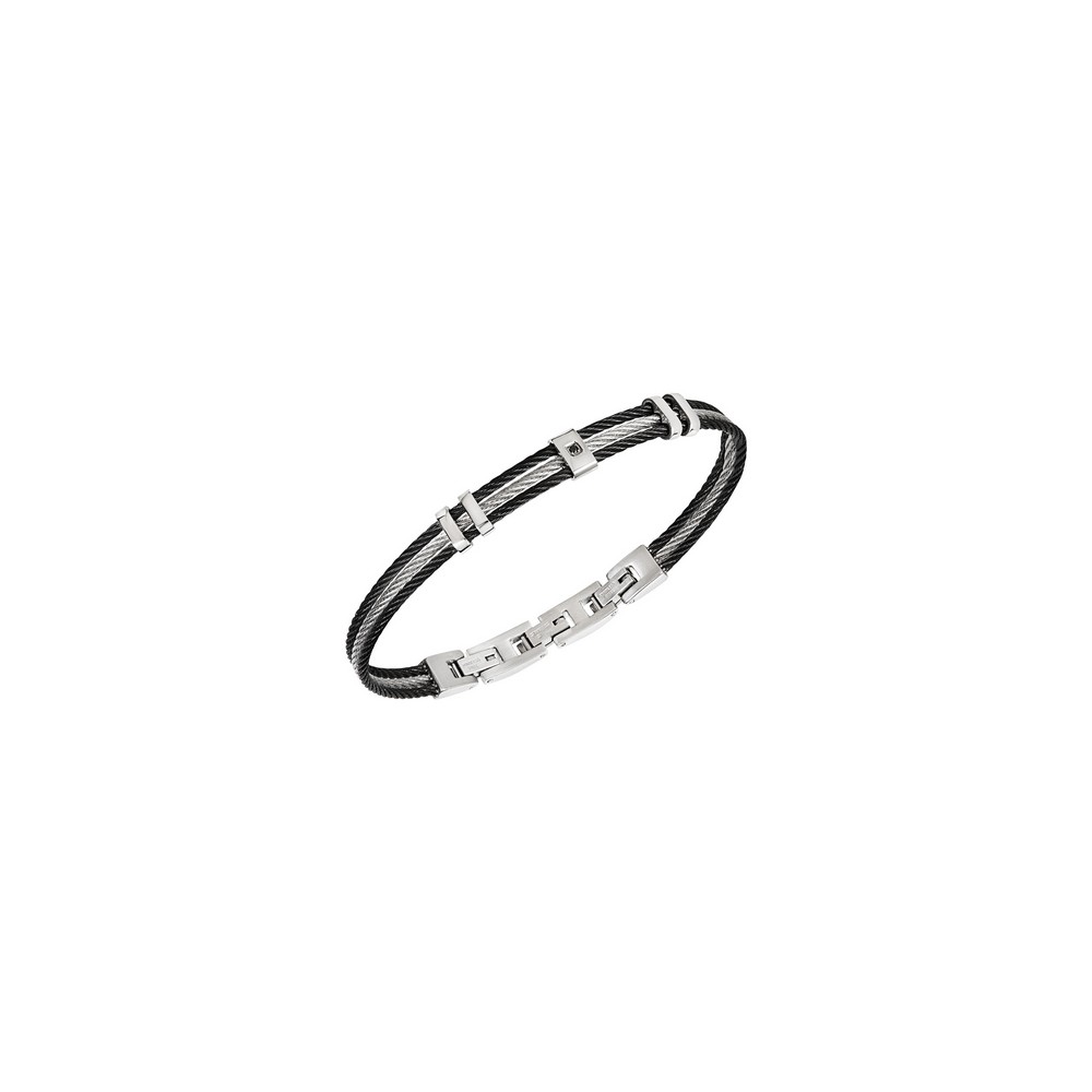 1 - Breil LOOP two-tone men's bracelet TJ3442 316L steel cable finish