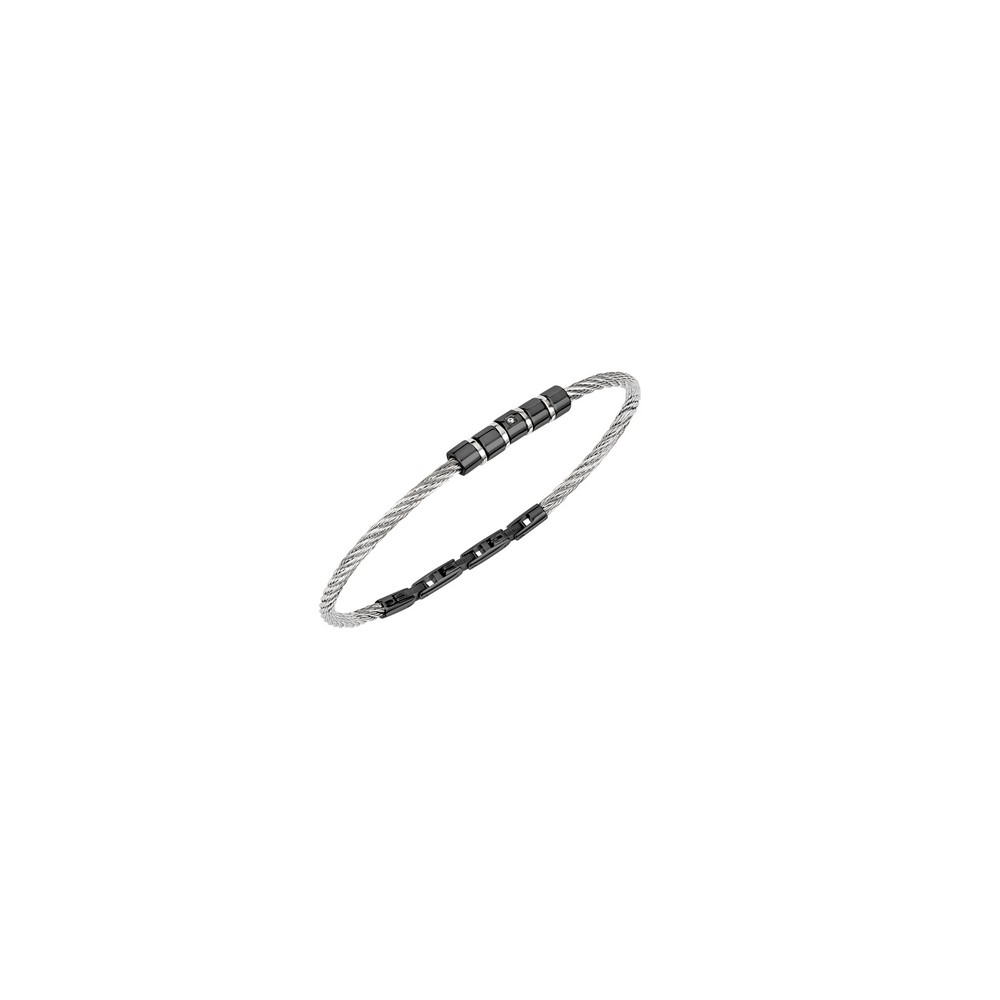 1 - Breil LOOP two-tone men's bracelet TJ3438 316L steel cable finish