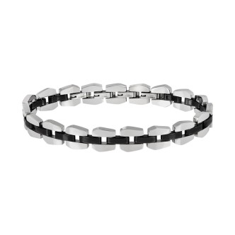 1 - Breil men's bracelet CERAMIC BRICK TJ3425 316L steel and black ceramic