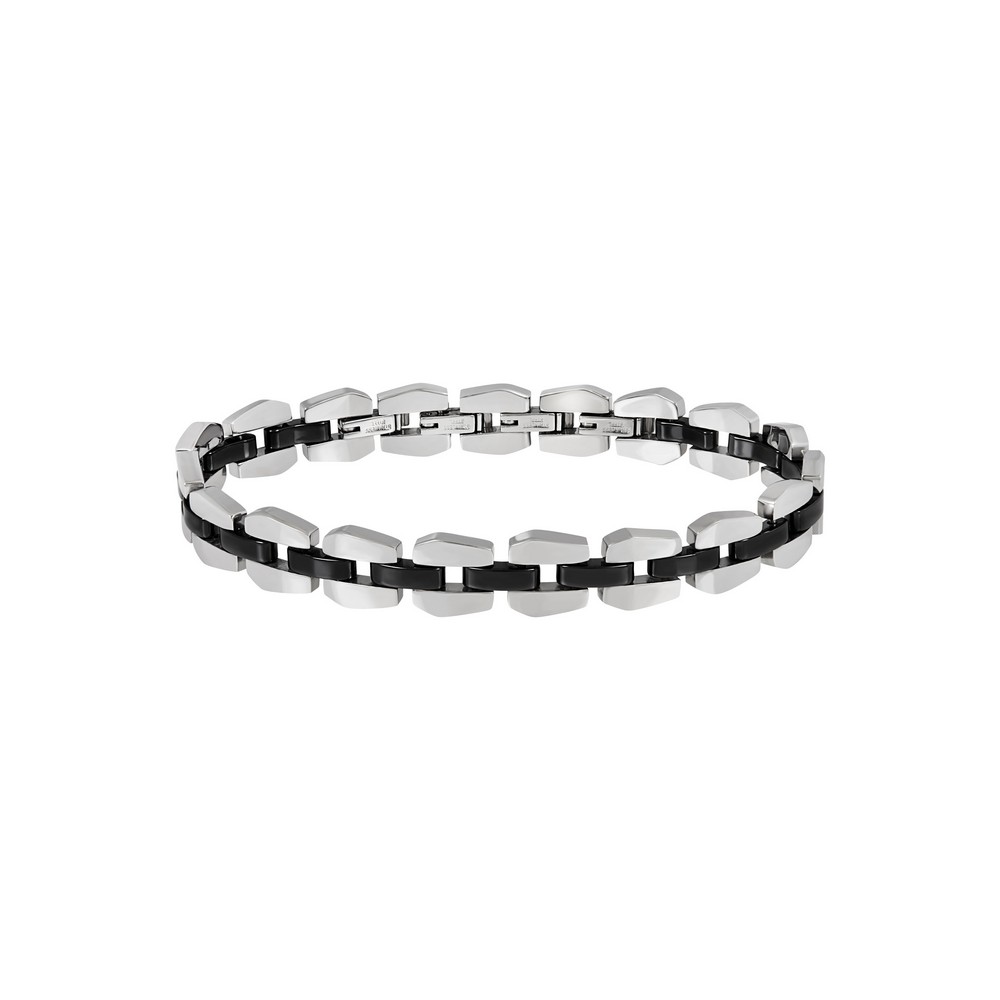 1 - Breil men's bracelet CERAMIC BRICK TJ3425 316L steel and black ceramic