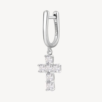 1 - Brosway Fancy FIW22 925 silver women's cross earring with white zircons.