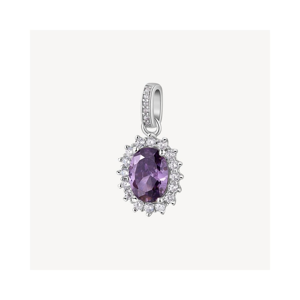 1 - Brosway Fancy FMP19 925 silver women's charm with white and purple zircons.